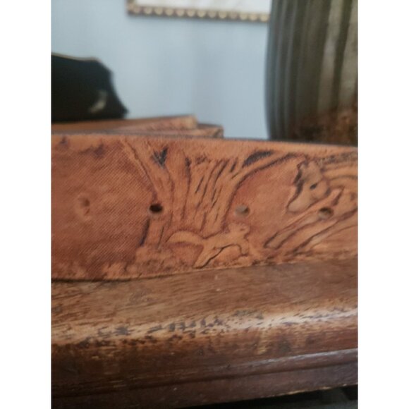 Western Belt Womens Cowgirl Horse Saddle Leather Buckle Med Large - Picture 4 of 10